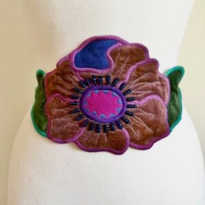 Ellen Edith 80s Statement Floral Belt Embroidered Bead Tie String One Size Chic